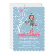 Young Girl Skier | Cartões de Natal de Nome Person