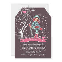 Young Girl Skier | Cartões de Natal de Nome Person