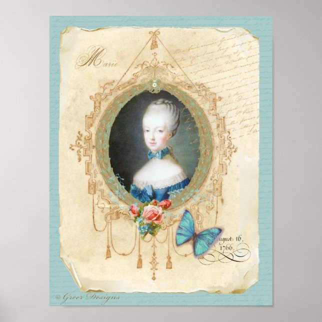Young Marie Antoinette Art Impressão Vintage Style (Frente)
