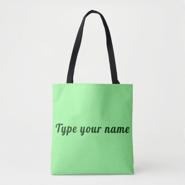 Your Name on Light Green Tote Bag (Frente)