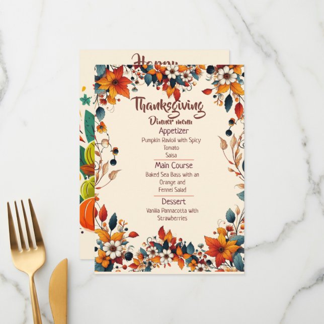 YOUR THANKSGIVING DINNER WITH A CUSTOMIZED MENU  (Frente/Verso In Situ)
