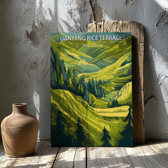 Yuanyang Rice Terraces China Travel Poster Canvas (Yuanyang Rice Terraces China Travel Poster Canvas Wall Art by TinkPrints. )