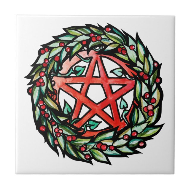 Yule Wreath Pentacle Pagan Pentagram Feriado (Frente)