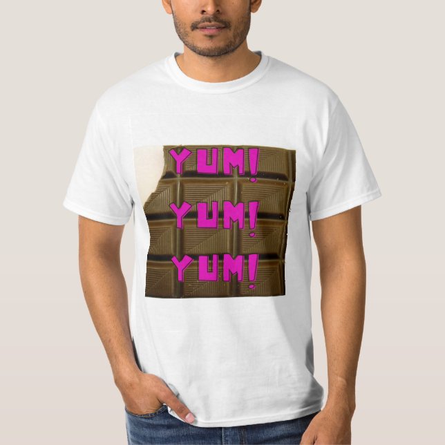 "Yum! Yum! Yum! Chocolate" T - Camisa (Frente)