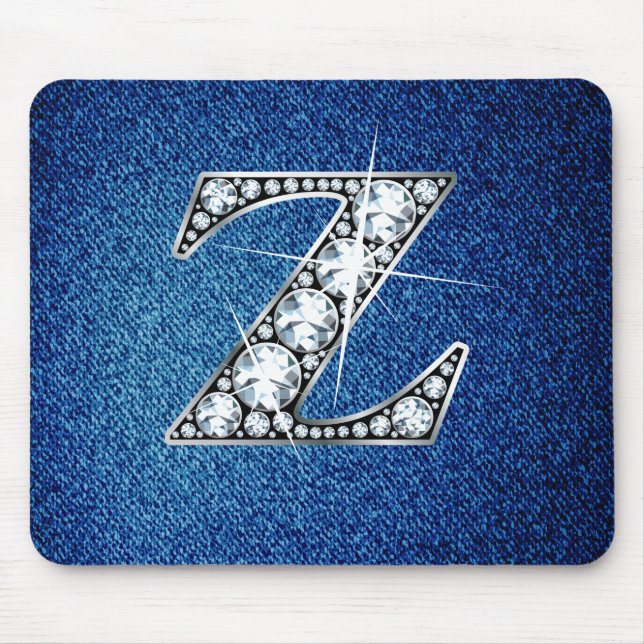 Z Faux-"Diamond Bling" em Denim Mousepad (Frente)