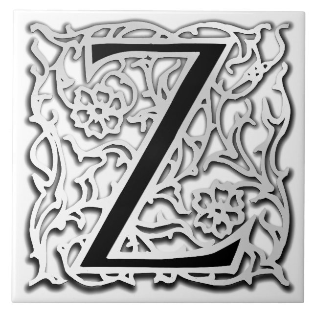 Z Monograma, Azulejo cerâmico "prata Besque" (Frente)