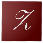 Z Monograma Inicial Branco no Vermelho Escuro<br><div class="desc">Monograma Clássico com Letra Branca em Fundo Vermelho Escuro,  Z.</div>