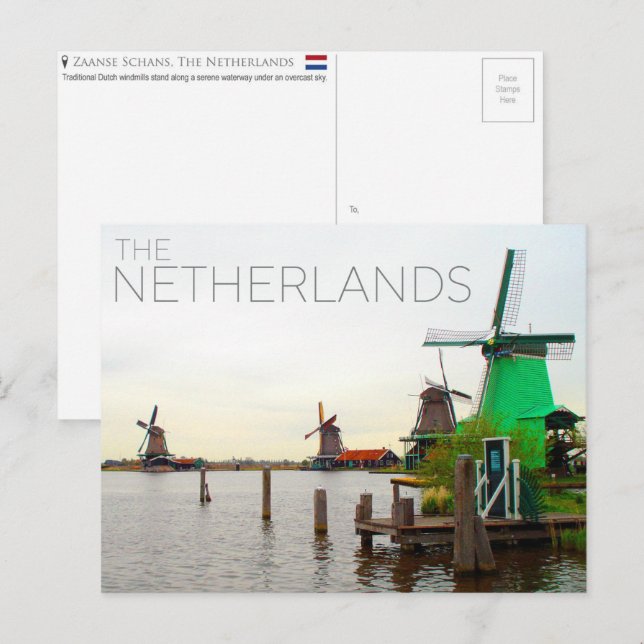 Zaanse Schans, Holanda Cartão Postal de Viagem (Frente/Verso)