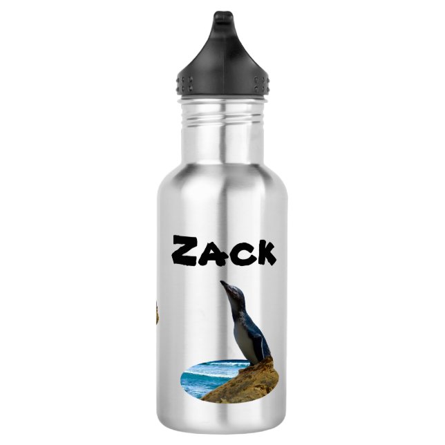 Zack Name Com Pinguim, Garrafa De Água (Direita)