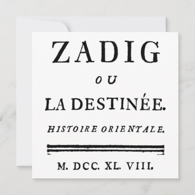 Zadig, ou O Livro do Destino - Descartes (Frente)