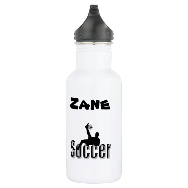Zane Name Com Design De Futebol, Garrafa De Água (Direita)