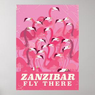 Zanzibar Fly lá poster de viagens de estilo vinta