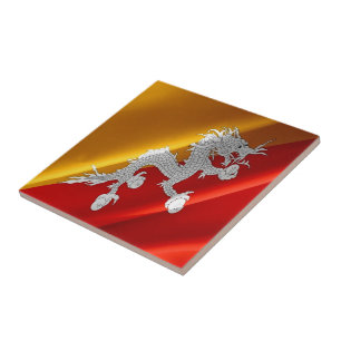 zBT002 Buthanês acenando BANDEIRA Butão,