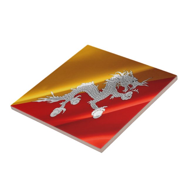 zBT002 Buthanês acenando BANDEIRA Butão, (Lateral)