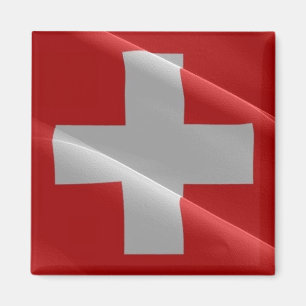 zCH002 Waving FLAG SWISS - Imã de geladeira