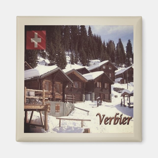 zCH034 VERBIER Algodão suíço - Imã de geladeira (Frente)