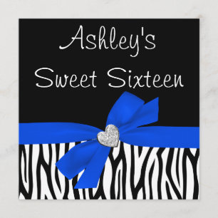 Zebra Arco Azul Diamante Sweet 16 Convites