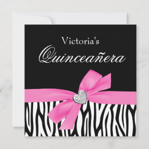 Zebra Arco Rosa Diamante Quinceanera Convites