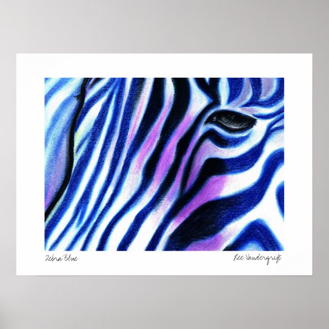 Zebra Blue poster por Lee Vandergrift (Frente)