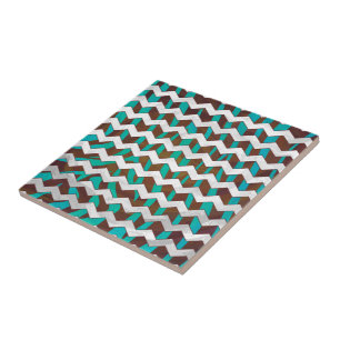 Zebra Chevron Brown e Teal Impressão