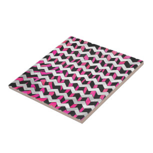 Zebra Chevron Preto e Rosa Quente
