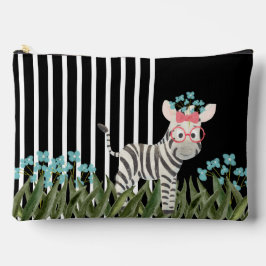 Zebra com Óculos Rosa Grande Bolsa Acessória