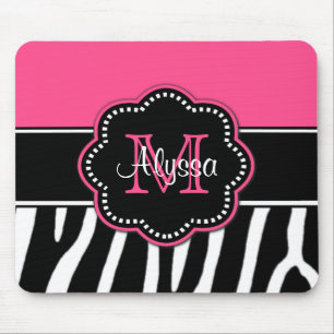 Zebra cor-de-rosa Mousepad personalizado impressão