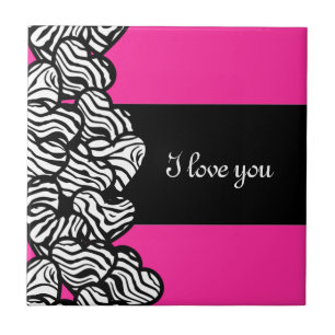Zebra corações "Eu te amo" Azulejo