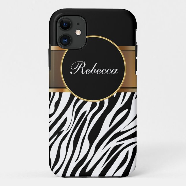 Zebra das capas de iphone do monograma (Verso)