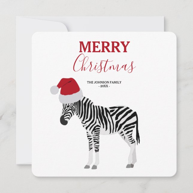Zebra de Natal - Animais Engraçados com Cartão San (Frente)