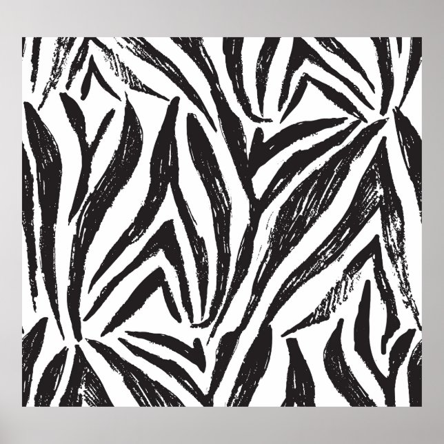 Zebra Desenhada à Mão: Impressão de Vintage. (Frente)