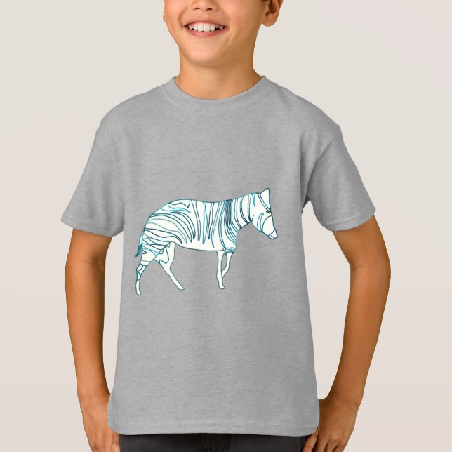 Zebra Desenho em Teal em Camisetas (Frente)