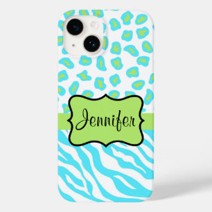 Zebra e Cheetah Skin Turquoise Blue Green Name