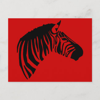ZEBRA EM CARTÃO POSTAL VERMELHO