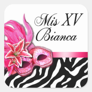 Zebra & etiqueta branca de Quinceañera do