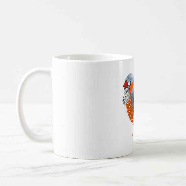 Zebra Finch numa caneca de café (Esquerda)