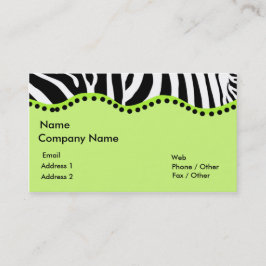 Zebra Funky no cartão de visita verde