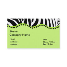 Zebra Funky no cartão de visita verde