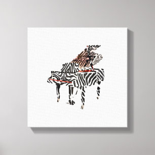Zebra Grand Piano ~ 12x12,75 Canvas espessa