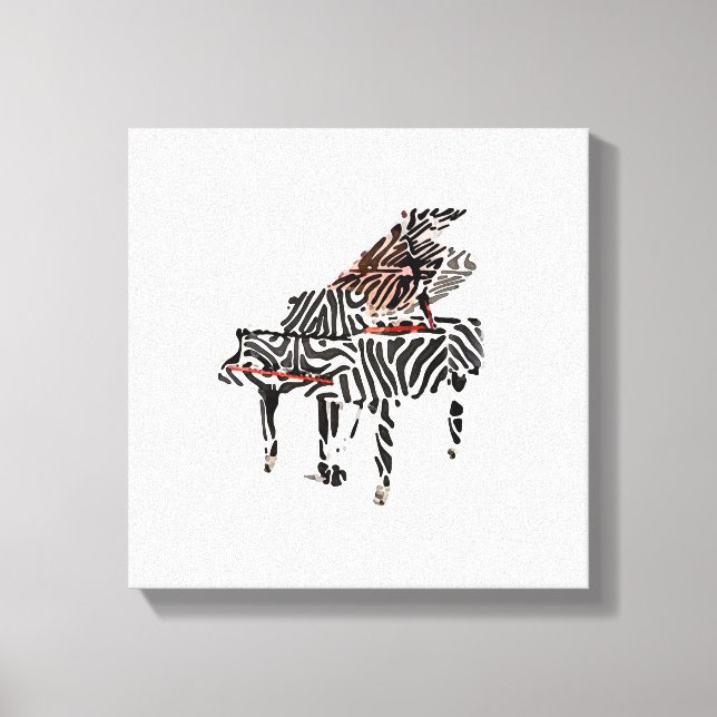 Zebra Grand Piano ~ 12x12,75 Canvas espessa (Frente)