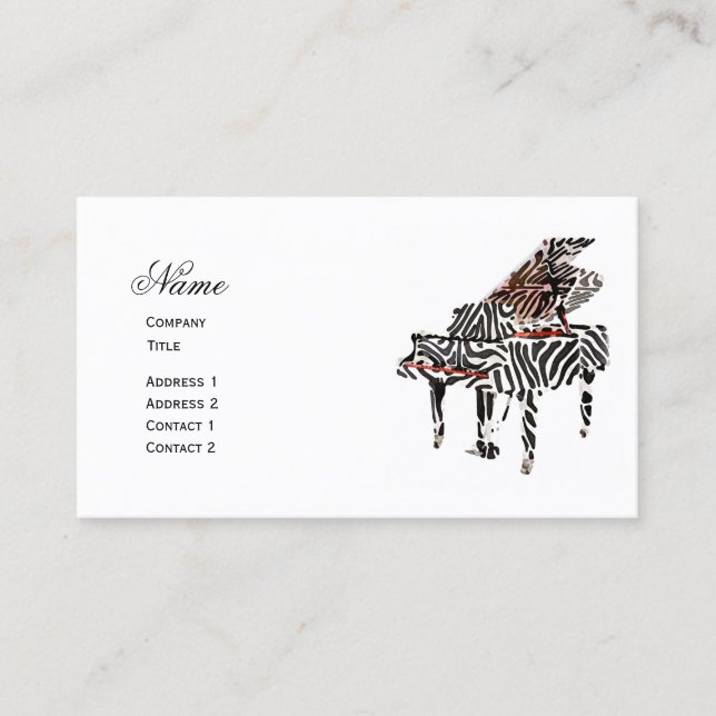 Zebra Grand Piano ~ Cartão de visita (Frente)