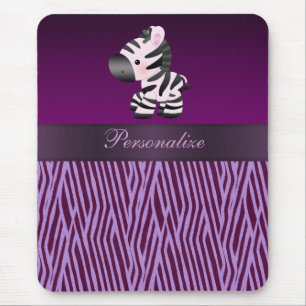 Zebra & impressão animal Mousepad da textura roxa