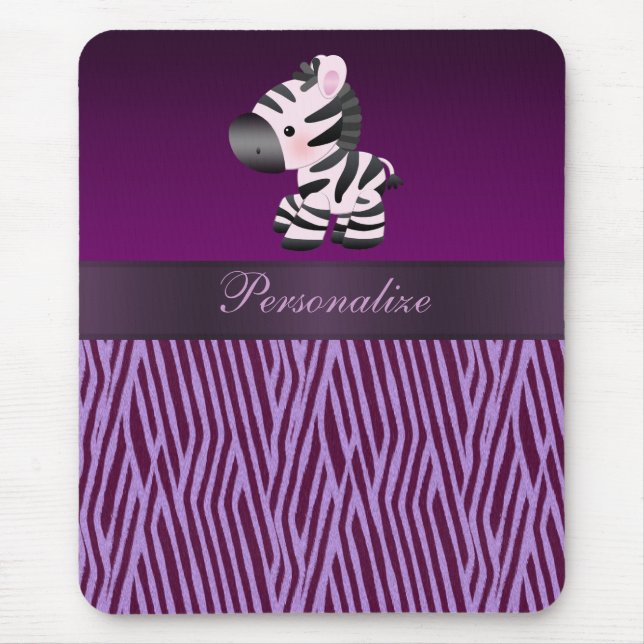 Zebra & impressão animal Mousepad da textura roxa (Frente)