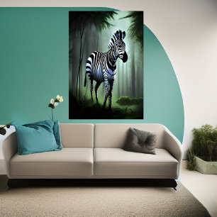 Zebra na floresta   AI Art Poster