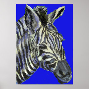 zebra no azul - poster