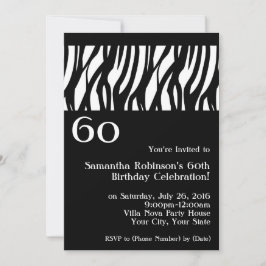 Zebra Preta Selvagem com 60 Convites de festas Bra