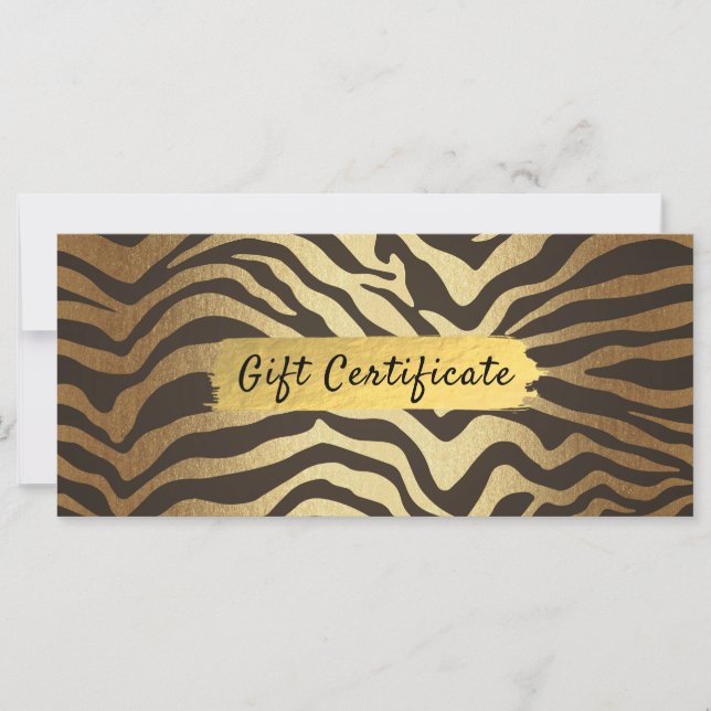 Zebra Print Animal Skin Gold Foil Gift Certificate (Frente)