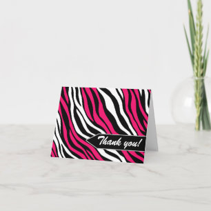 Zebra Print Mix Fuchsia Obrigado Cartões