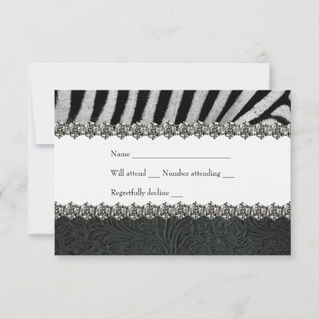 Zebra Rhinestone Black Leather RSVP (Frente)