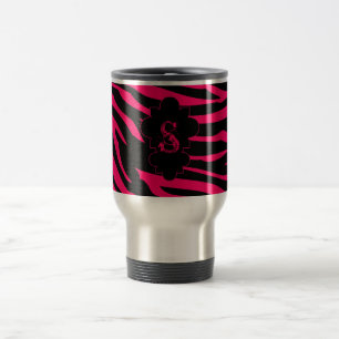 Zebra rosa 15 oz. Caneca de viagem de aço inoxidáv